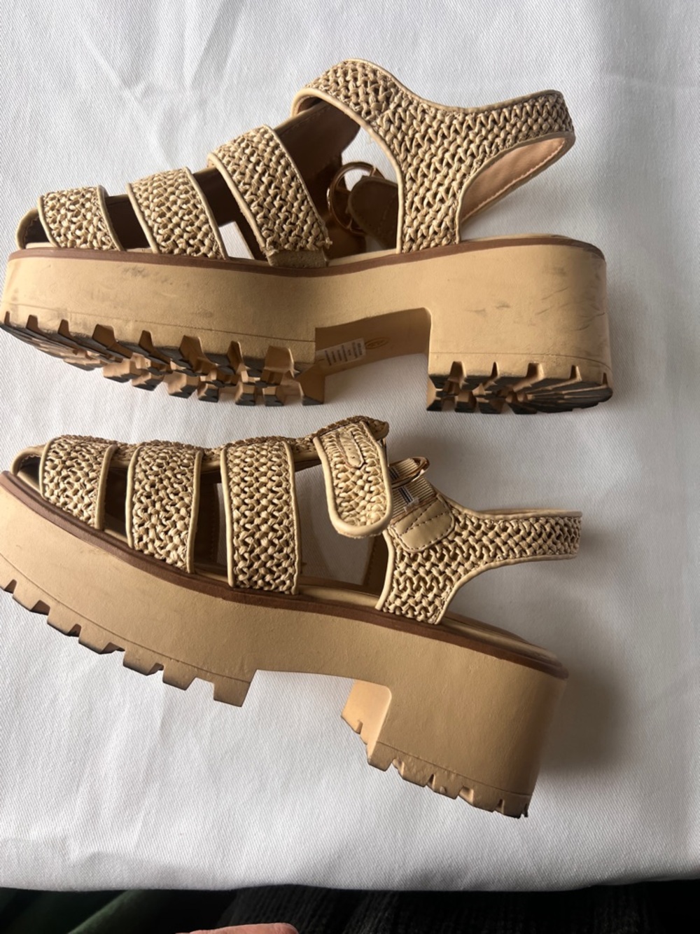 Woven Platform Sandals in Beige - SIZE 9 women’s by Wild Fable